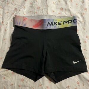 Nike Women's Black Shorts with Multicolor Waistband